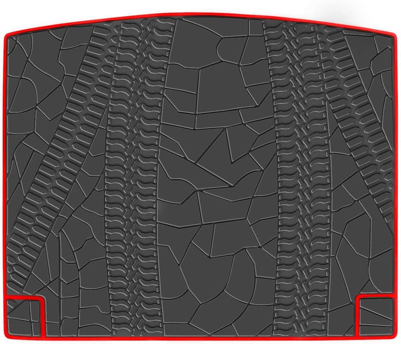 San Auto Custom Fit Trunk Mats for Jeep Compass 2017-2019 - Heavy Duty Black Rubber Cargo Liners with Red Edge - Image 1