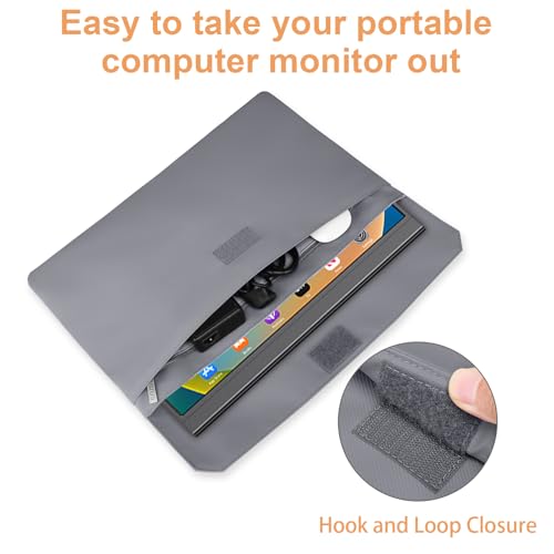 MOSISO Portable Monitor Case Sleeve 16.1 Inch, Carrying Case for 15.6-16.1 Inch Display Monitors, Laptop Bag With Front Pocket, PU Leather for Travel, Gray - Image 3