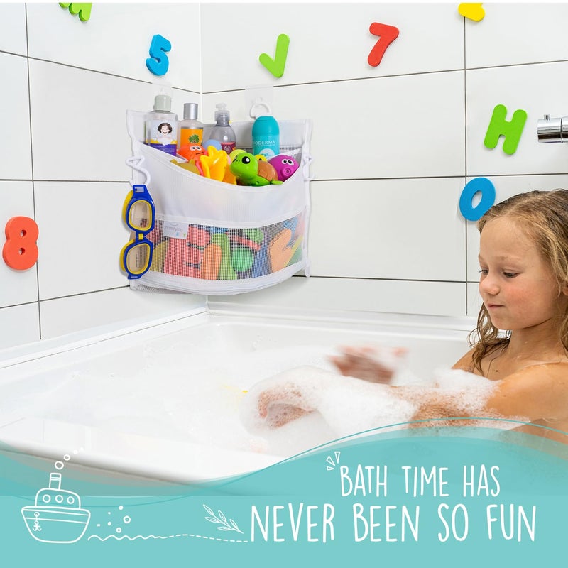 Comfylife Mesh Bath Toy Holder Organizer - The Perfect Corner Bathtub Toy Storage & Bathroom or Shower Caddy - This Multi-use Net Bag Makes Baby Bath Toy Storage Easy - For Kids & Toddlers - Image 2