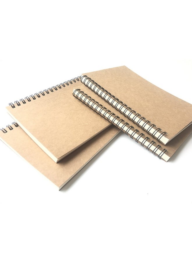 VEEPPO VEEPPO A5 Wirebound Notebooks Bulk Journals Spiral Steno Pads Blank/Lined Kraft Brown Cardboard Cover Thick Cream Writing Pad Sketchbook Scrapbook Album (Lined White-Pack Of 4)  - Image 3