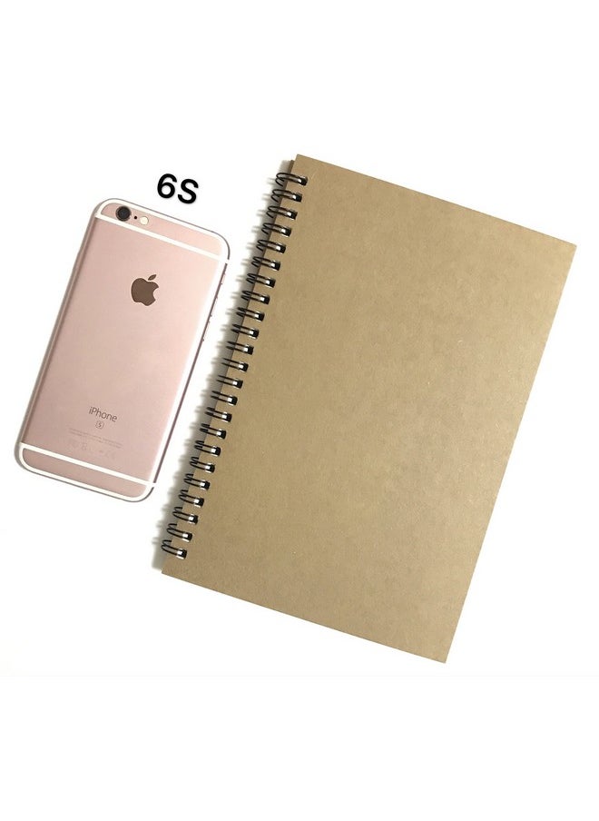 VEEPPO VEEPPO A5 Wirebound Notebooks Bulk Journals Spiral Steno Pads Blank/Lined Kraft Brown Cardboard Cover Thick Cream Writing Pad Sketchbook Scrapbook Album (Lined White-Pack Of 4)  - Image 4