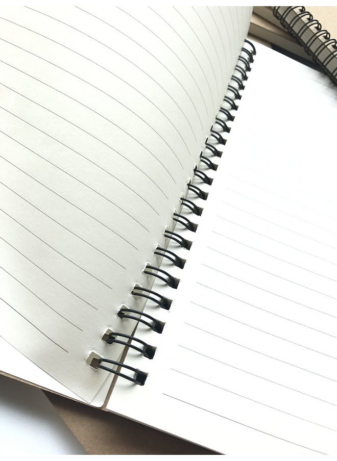 VEEPPO VEEPPO A5 Wirebound Notebooks Bulk Journals Spiral Steno Pads Blank/Lined Kraft Brown Cardboard Cover Thick Cream Writing Pad Sketchbook Scrapbook Album (Lined White-Pack Of 4)  - Image 5