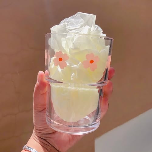 Olvini 13oz Glass Tumbler with Straw and Lid, Reusable Iced Coffee Cup Tumbler, Cute Glass Cups for Water, Matcha, Travel Coffee Mugs (Pink Flower) - Image 3
