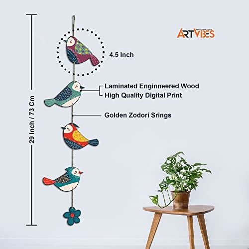 Artvibes Colorful Birds Decorative MDF Wooden Wall Art for Home | Garden Balcony | Door Decoration Items | Paintings For Wall | Wall Illustrations | Handcrafted Art | Gift Items (WH_5216N), Set of 2 - Image 5