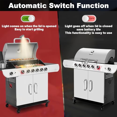 FBULWSEC Waterproof Rechargeable BBQ Grill Light for Weber Grill Blackstone Grill with Automatic Switch UltraBright 360 Rotatable LED BBQ Grill Lights with 2 Lamp Beads for Outdoor Grill TypeC Charging - Image 3