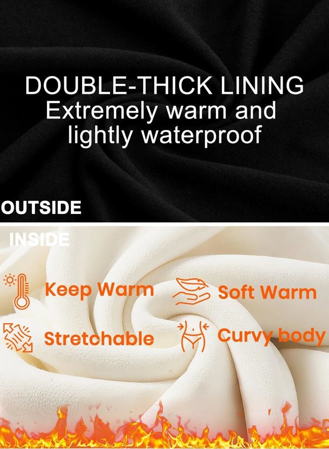 COOLOVER 2 Pack Fleece Lined Leggings Women Tummy Control High Waisted Workout Winter Warm Soft Yoga Pants, 01 Black+black, XL - Image 5