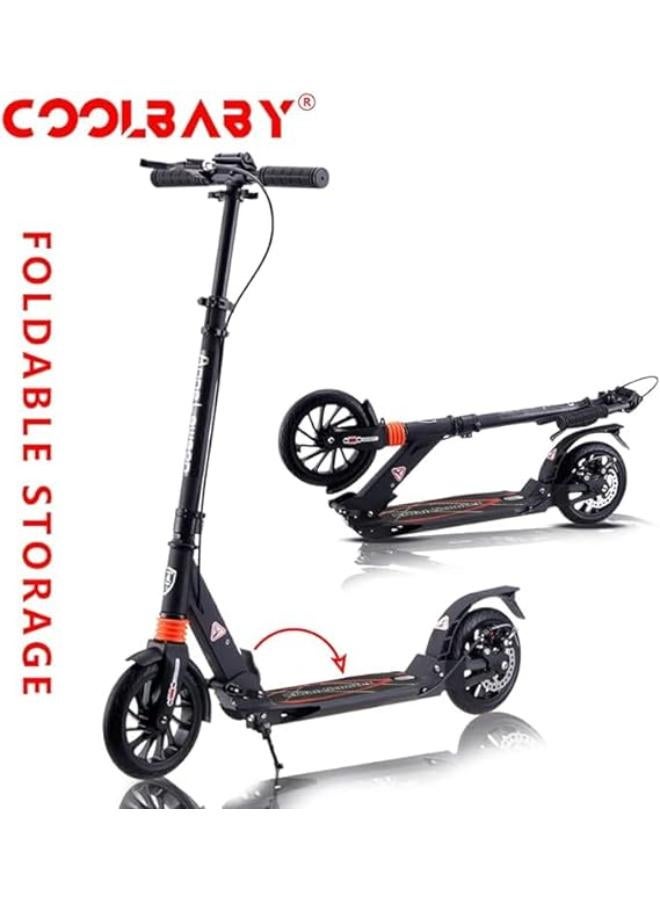 COOLBABY Two wheels Folding Kick Scooter for Adults Children Height Adjustable Aluminum Alloy Disc Brake