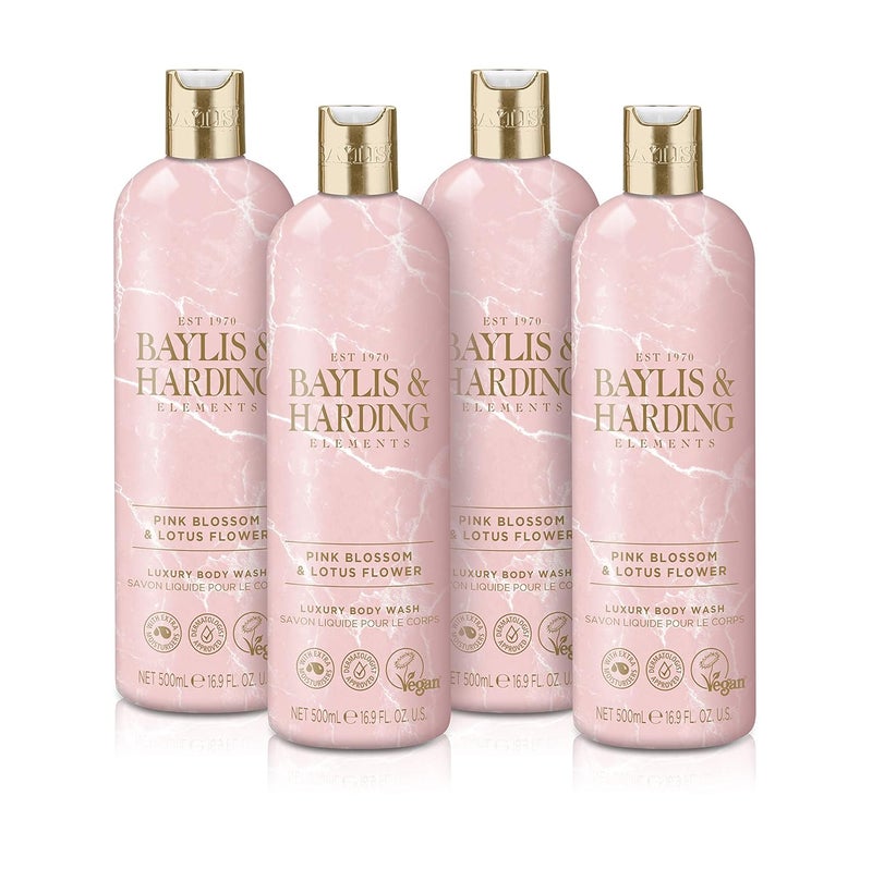 Baylis & Harding Baylis Harding Elements Pink Blossom Lotus Flower Luxury Body Wash 500 ml Pack of 1 Vegan Friendly - Image 1