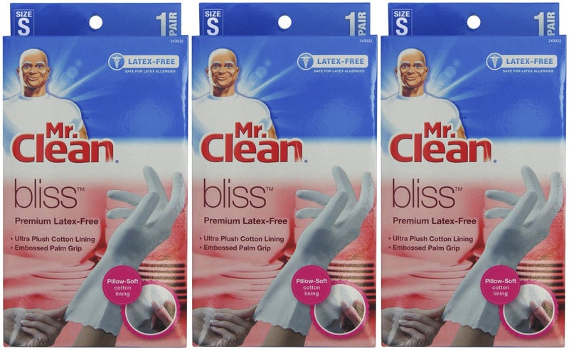 Mr Clean قفازات مستر كلين بليس المتميزة خالية من اللاتكس، صغيرة، 3 أزواج - Image 1