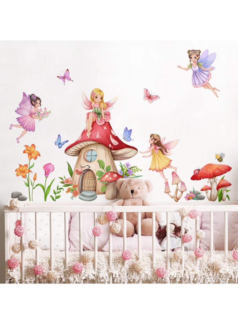 Cartoon Mushroom House Fairy Children's Room Bedroom Decoration Self-adhesive Wall Sticker - Image 1