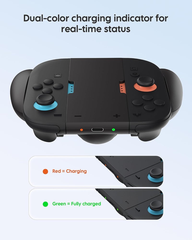 RunSnail Switch 2 JoyCon Charging Handle, Charging Holder for Switch 2 Joy con Controller, Charging Grip Stand for Switch 2 Joy Con, Portable Switch2 JoyCon Controller Charger with Displays, USB-C - Image 4