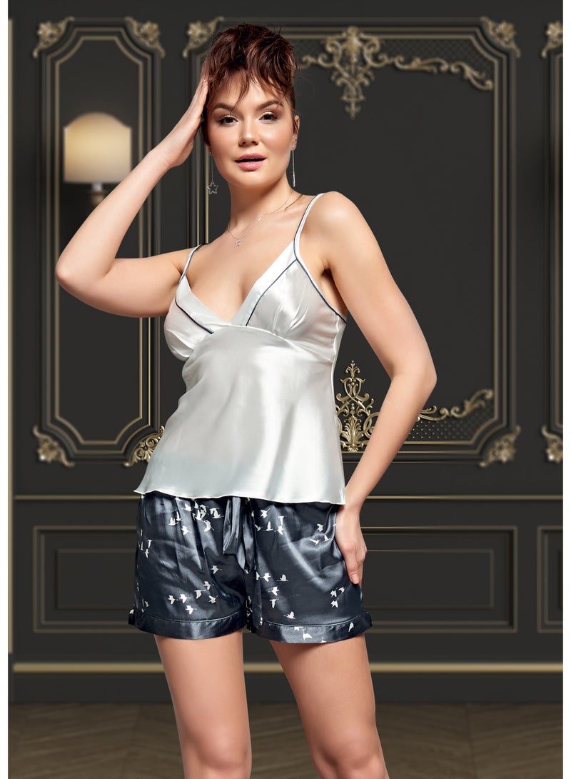VG 76 - 2 pcs satin pajama - top and shorts