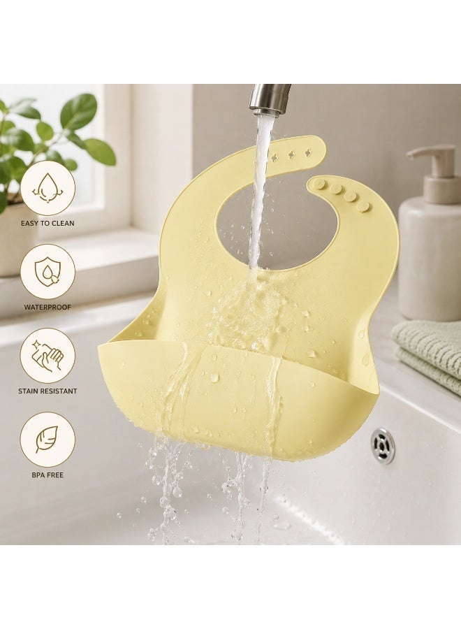 High Quality Food Grade Silicone Baby Bib with Adjustable Design and Deep Food Catcher Pocket, Waterproof and Stain Resistant, Soft Safe Material for Babies, Easy to Clean and Foldable for Daily Use, Travel and Outdoor Feeding - Image 2
