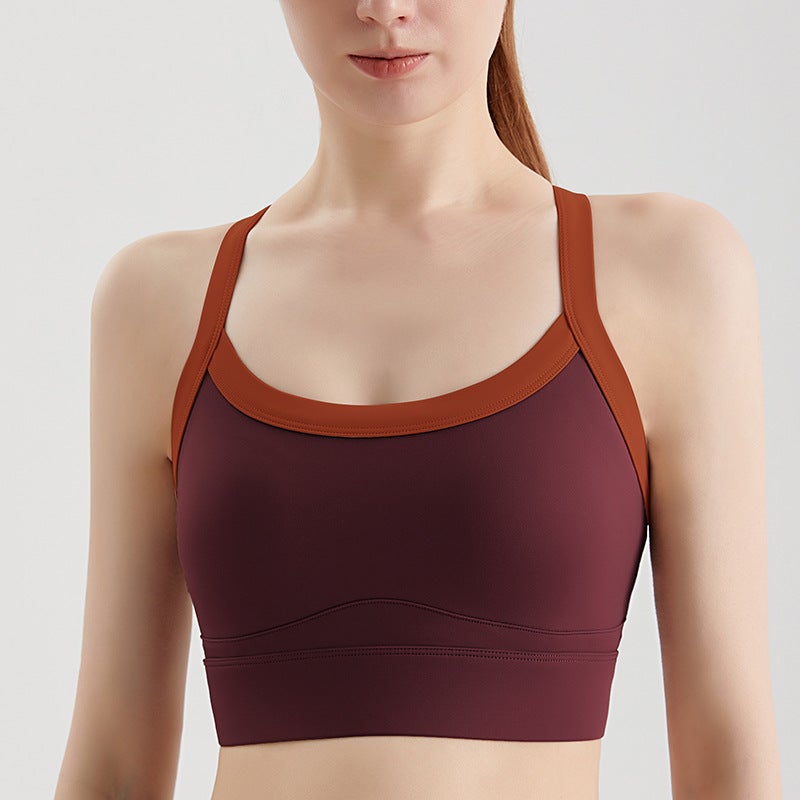 Chuandon New Sports Bra Shockproof High Support Running Quick-Dry Yoga Top Summer WX-367 Bordeaux Red