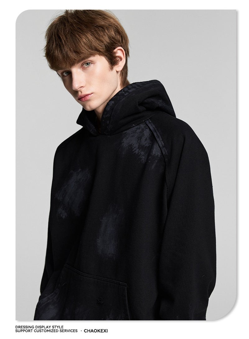 CHAOKEXI Heavyweight Painted High-Street Hoodie | Retro Washed Distressed Oversized Hoodie for Men and Women - Image 3