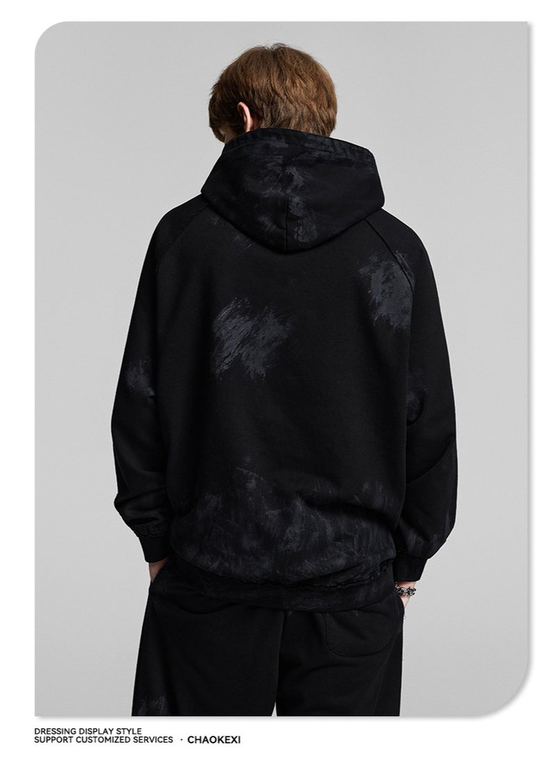 CHAOKEXI Heavyweight Painted High-Street Hoodie | Retro Washed Distressed Oversized Hoodie for Men and Women - Image 2