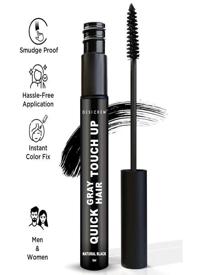 DESICREW Desi Crew Quick Gray Hair Touch-Up | Instant Root & Hairline Color Fix | Smudge-Proof & Hassle-Free Application | Natural Black | 5ml | For Men & Women - Image 2
