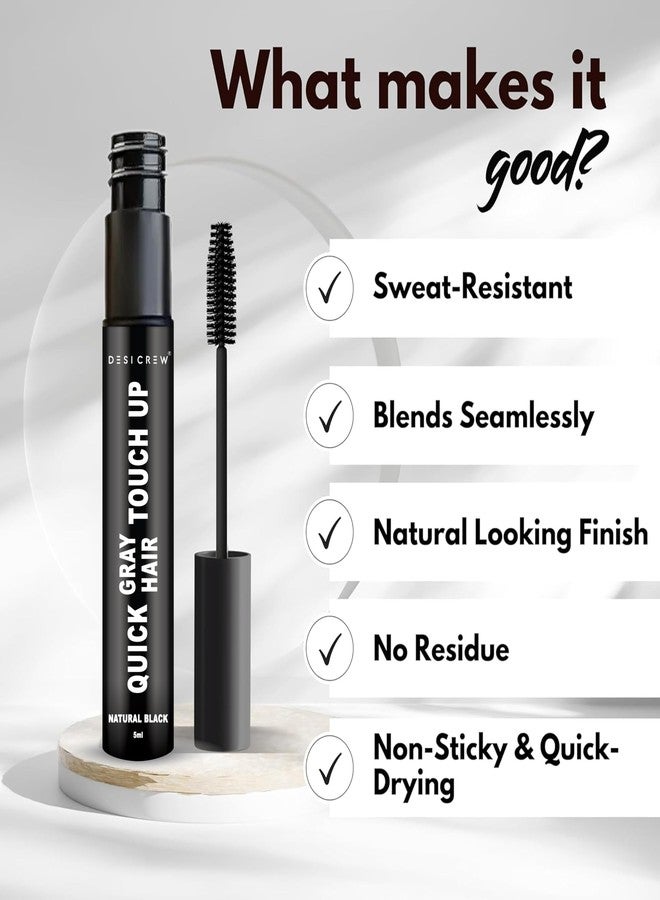 DESICREW Desi Crew Quick Gray Hair Touch-Up | Instant Root & Hairline Color Fix | Smudge-Proof & Hassle-Free Application | Natural Black | 5ml | For Men & Women - Image 3