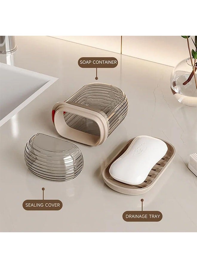 الوجبة صندوق صابون للسفر مكون من قطعتين مع غطاء، حامل صابون محمول، طبق صابون محمول مضاد للتدفق، حقيبة سفر صابون مقاومة للتسرب - Image 2