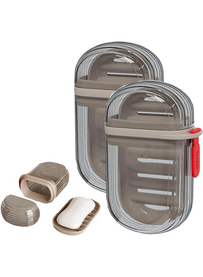 الوجبة صندوق صابون للسفر مكون من قطعتين مع غطاء، حامل صابون محمول، طبق صابون محمول مضاد للتدفق، حقيبة سفر صابون مقاومة للتسرب - Image 1