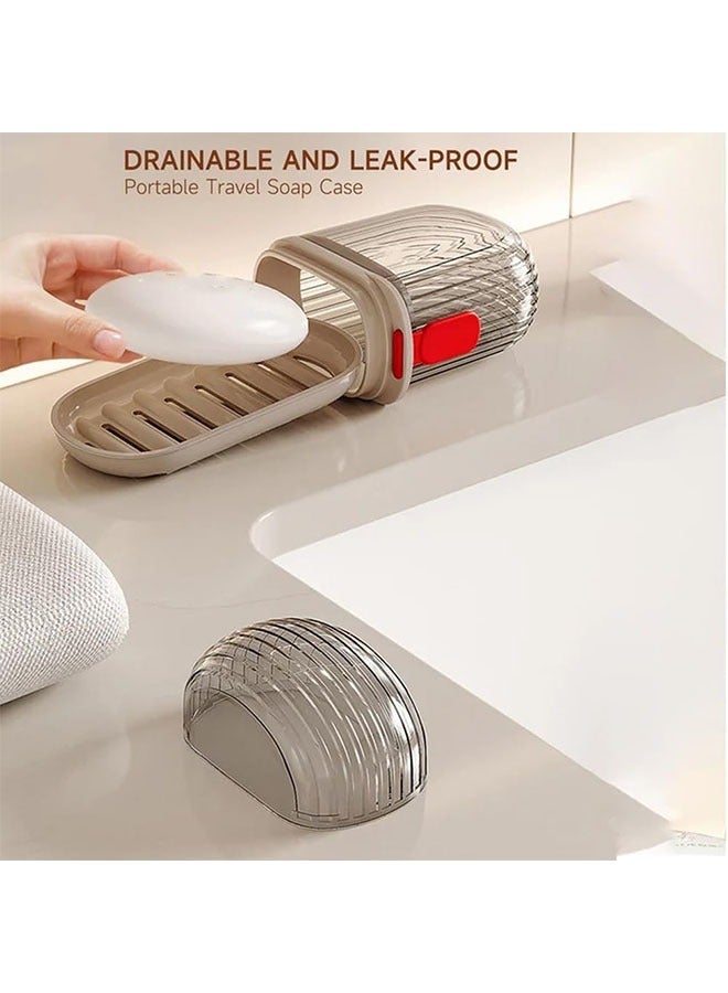 الوجبة صندوق صابون للسفر مكون من قطعتين مع غطاء، حامل صابون محمول، طبق صابون محمول مضاد للتدفق، حقيبة سفر صابون مقاومة للتسرب - Image 3
