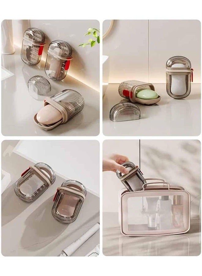 الوجبة صندوق صابون للسفر مكون من قطعتين مع غطاء، حامل صابون محمول، طبق صابون محمول مضاد للتدفق، حقيبة سفر صابون مقاومة للتسرب - Image 4