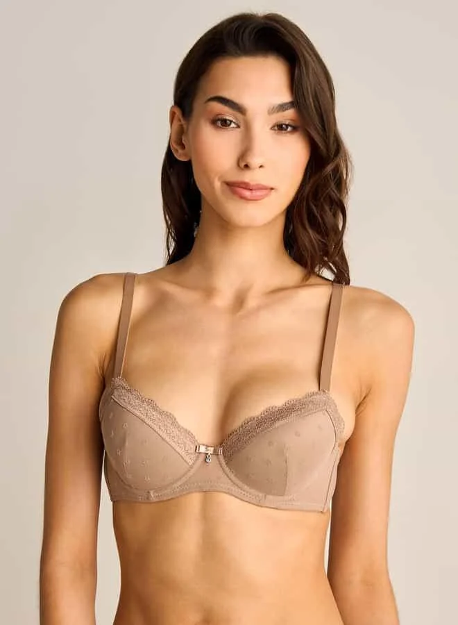 سبلاش فيڤ Lace Detail Demi Bra with Hook and Eye Closure