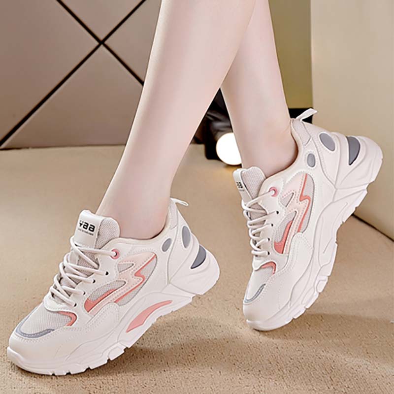 Trendy Brand Color-matching Torre Shoes Womens Shoes 2024 Autumn New Casual Thick Bottom Mesh Breathable Fashion sneaker for Children White powder double net 922 four seasons