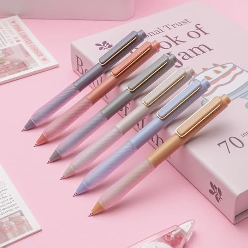 لين.بين اقلام جل 0.5 ملم حبر اسود قلم كتابة سلسة قابل للسحب للمكتب واللوازم المدرسية، 12 قطعة (مشبك ذهبي) - Image 3