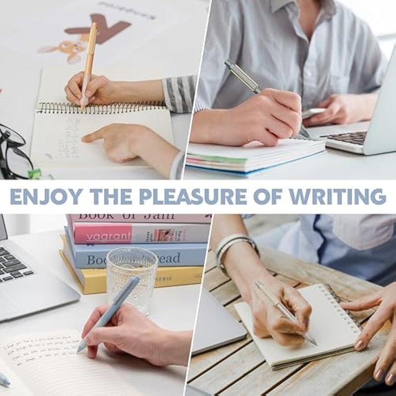 لين.بين اقلام جل 0.5 ملم حبر اسود قلم كتابة سلسة قابل للسحب للمكتب واللوازم المدرسية، 12 قطعة (مشبك ذهبي) - Image 4