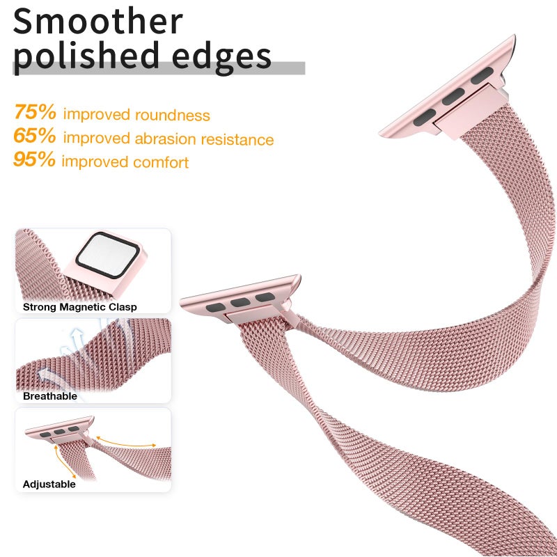 MARGE PLUS Slim Milanese Loop Compatible with Apple Watch Band for women 41mm 41mm 38mm 42mm 46mm 45mm 44mm, Stainless Steel Magnetic Mesh Strap work on iWatch Series 11 10 9 8 7 6 5 4 3 & SE 3 2 1 - Image 3