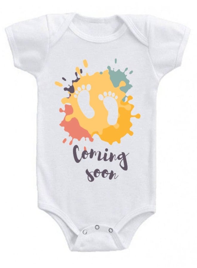 American Apple Americanapple Romper Coming Soon, Welcome Printed Dress Rompers for for Baby Boys,Girls Printed Birthday Gift Rompers t-Shirt (9-12 Months, Coming Soon Printed) - Image 1