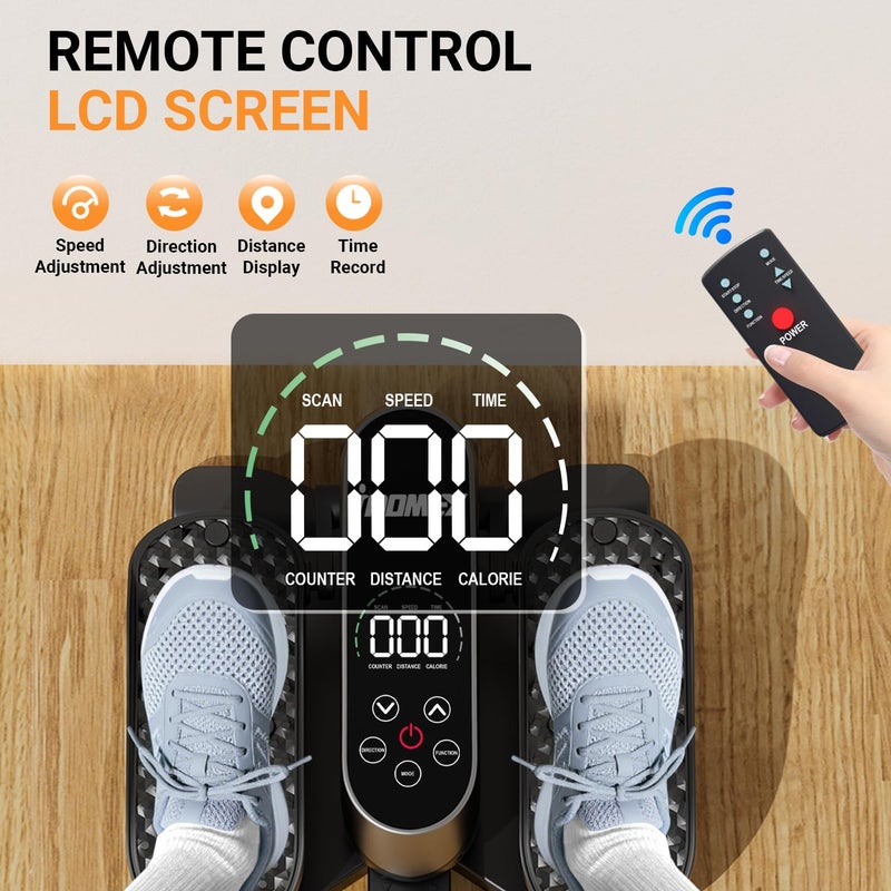iHomey Under Desk Elliptical Machine, Electric Leg Exerciser for Seniors with 12 Adjustable Speeds, Auto & HR Modes, Portable Quiet Seated Pedal Exerciser with Remote Control - Image 2