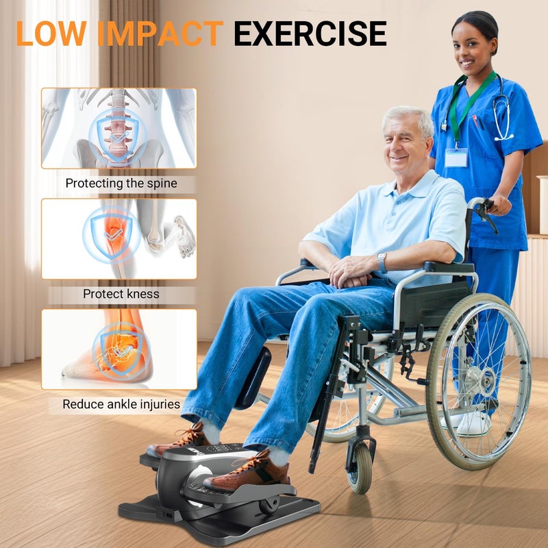 iHomey Under Desk Elliptical Machine, Electric Leg Exerciser for Seniors with 12 Adjustable Speeds, Auto & HR Modes, Portable Quiet Seated Pedal Exerciser with Remote Control - Image 5