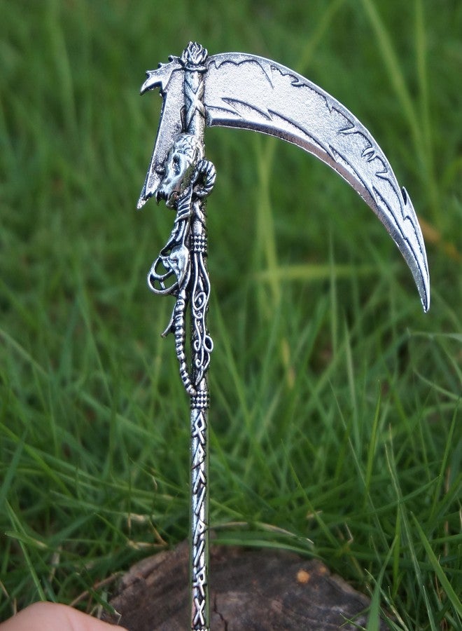 Sanlan Gothic Scythe Hair Stick Hair Pin Occult Magic Pagan Witch Wiccan Fantasy Accessories - Image 4