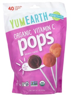YumEarth Yum Earth, Organic Vitamin C Pops, Naturally Flavored, 40 Individually Wrapped Pops, 8.7 oz (248 g) 