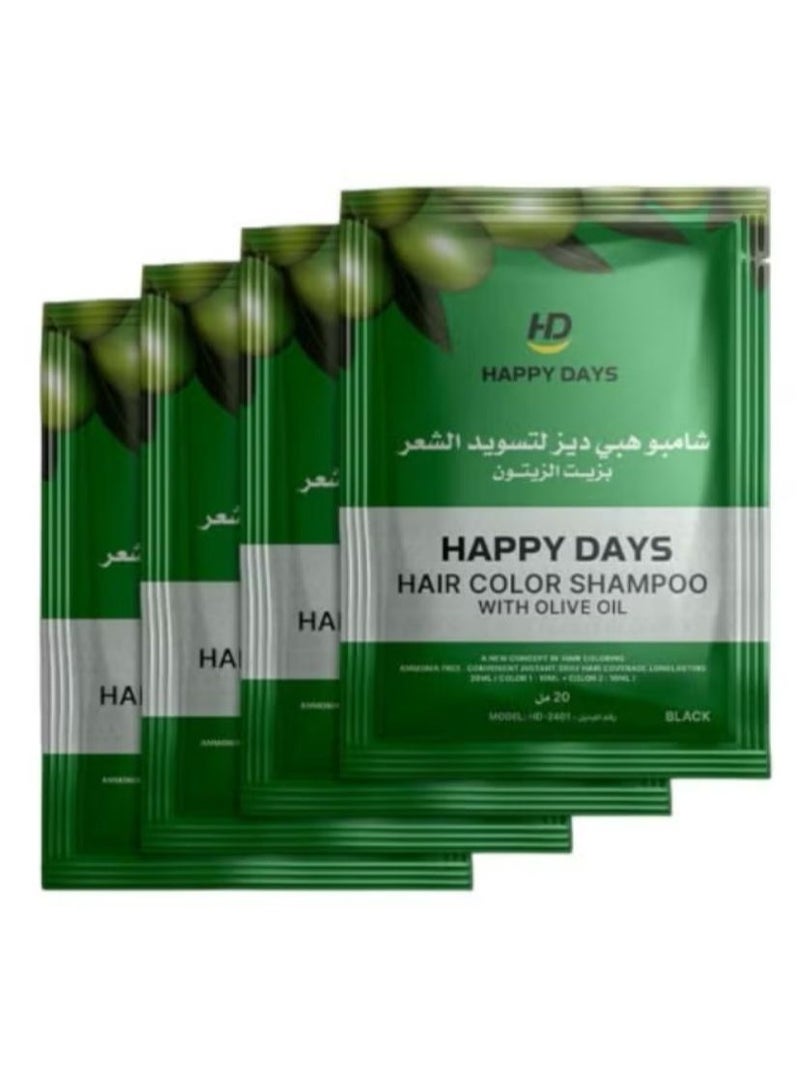 HAPPY DAYS Argan Hair Color Shampoo Natural Black 420ml + 4 PCS HAPPY DAYS HAIR COLOR SHAMPOO WITH OLIVE IOL - Image 2