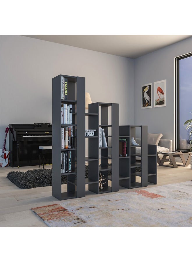 Mourah Home Lift Separator Bookcase Modern Book Shelf Cabinet 14 Tier Multi Storage Rack Display Unit For Bedroom Living Room Floorstanding Cabinet  29X151X163.5Cm  Dark Grey - Image 1