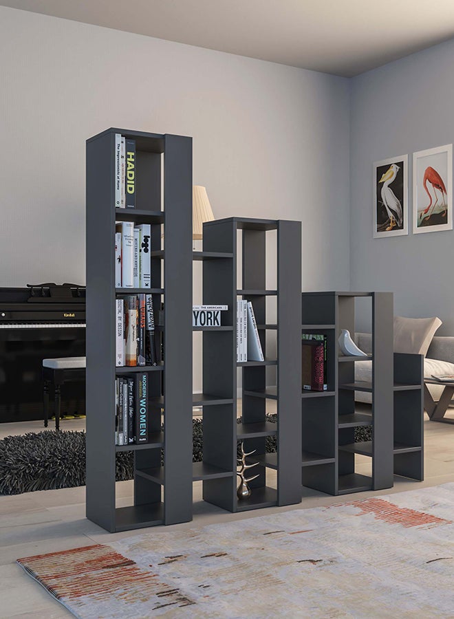 Mourah Home Lift Separator Bookcase Modern Book Shelf Cabinet 14 Tier Multi Storage Rack Display Unit For Bedroom Living Room Floorstanding Cabinet  29X151X163.5Cm  Dark Grey - Image 2
