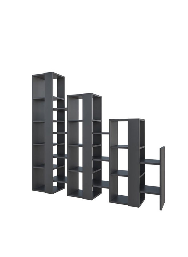 Mourah Home Lift Separator Bookcase Modern Book Shelf Cabinet 14 Tier Multi Storage Rack Display Unit For Bedroom Living Room Floorstanding Cabinet  29X151X163.5Cm  Dark Grey - Image 3