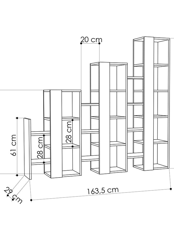 Mourah Home Lift Separator Bookcase Modern Book Shelf Cabinet 14 Tier Multi Storage Rack Display Unit For Bedroom Living Room Floorstanding Cabinet  29X151X163.5Cm  Dark Grey - Image 4