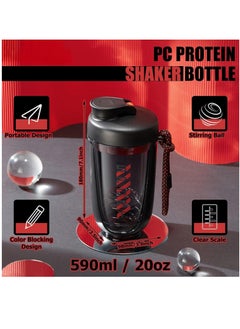 Protein Shaker Bottle Protein Drink Shaker Cup 20 oz Shaker Bottle for Protein Mixes Leak-proof BPA-free Portable Protein Shaker Mixer with Blender Ball for Gym Fitness (Black) - pzsku/Z8CEF978847A0920D741DZ/45/_/1739526135/5edf9101-a77d-4eef-a66d-8a7529cd5d36