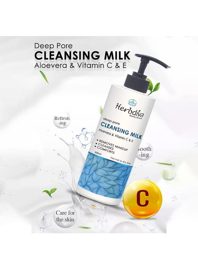 هيربيفا حليب منظف بفيتامين سي و إي 500 مل | تنظيف عميق للمسام وتنقية البشرة، إشراقة فورية - Image 2