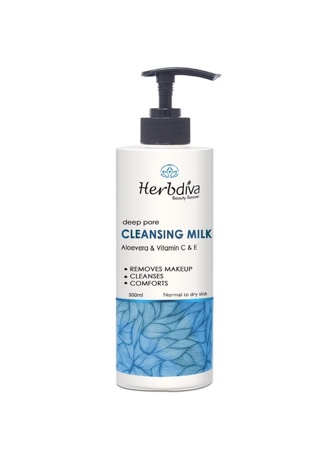 هيربيفا حليب منظف بفيتامين سي و إي 500 مل | تنظيف عميق للمسام وتنقية البشرة، إشراقة فورية - Image 1