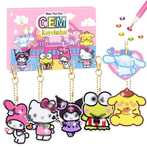 Nardoll Crafts for Girls 6Pcs Make Your Own GEM Art Keychains Arts and Crafts for Adults Diamond Art Kits 5D Dimond Art Paintings by Numbers Art Craft Gifts - Image 1