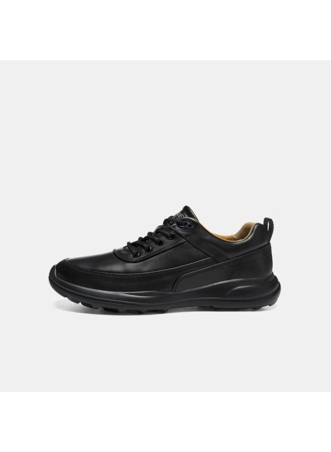 Mellen Business Casual Comfortable Breathable Low-top Lace-up Round Toe Leather Shoes For Men, Mf767701, Black, Size 42 - Image 1