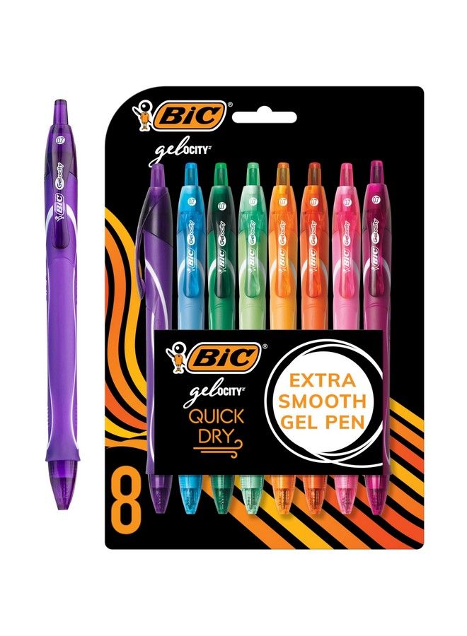 Bic ® Gelocity Quickdry Retractable Gel Pens Medium Point 0.7 Mm Assorted Colors Pack Of 8 - Image 2