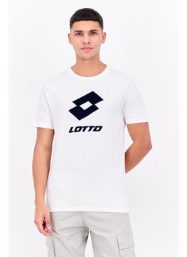 LOTTO Men Sportswear Fit Short Sleeves Brand Logo T-shirt, White  - Image 1