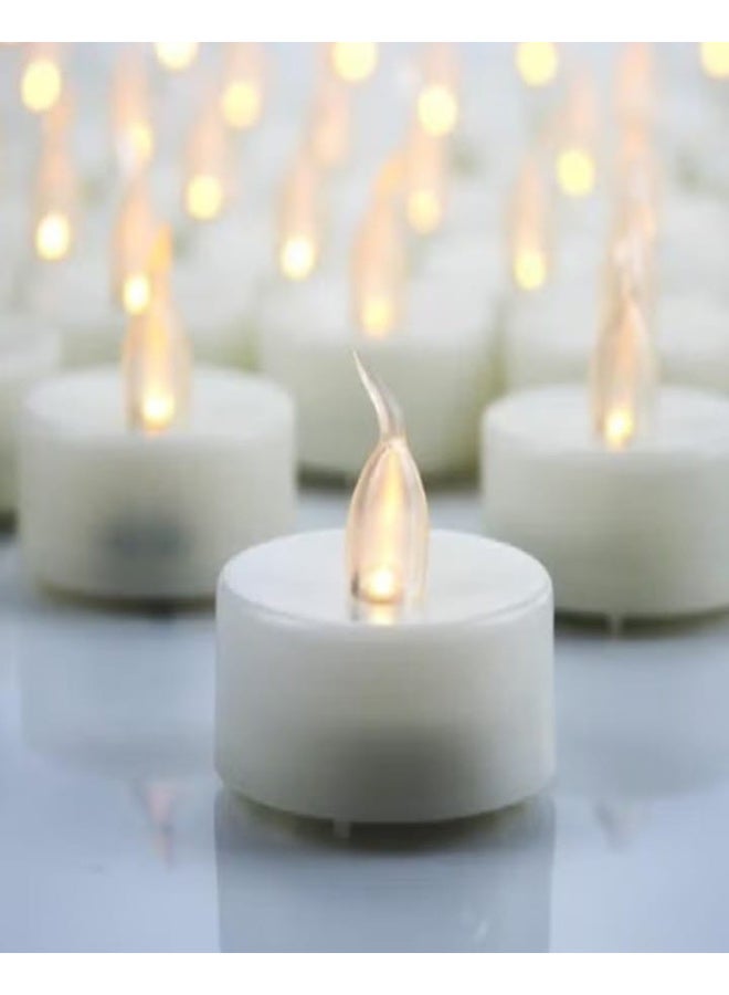12 LED Flameless Battery Operated Candles, Faux Sparkling Electric Candles for Party Lighting, Christmas and Wedding Decorations, Long-Lasting Batteries Included, Creamy White Color - Image 1