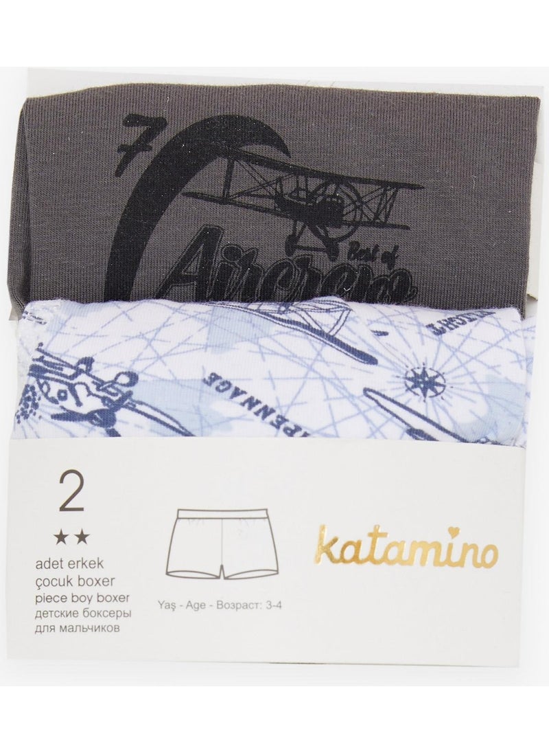 Katamino Boy Boxer 2-Pack Sky Themed Airplane Pattern 1-12 Years, Mixed Color  - Image 2